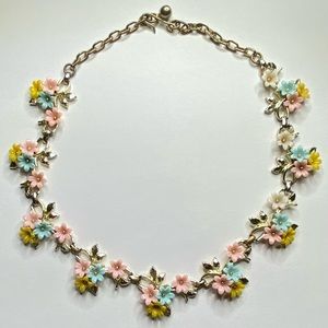 Vintage Floral Enameled Necklace Choker Statement Piece Adjustable 11 to 15 Inch
